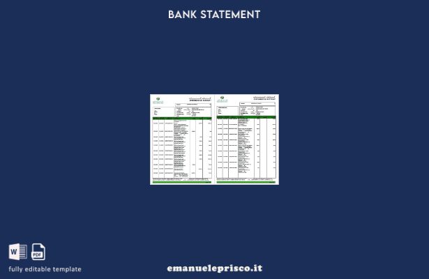 stile verificato Modello di pagine di parole di estratto conto bancario islamico